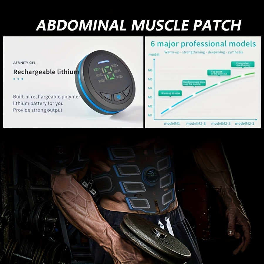 ABS Stimulator, EMS Stimulator, Muscle Training, Rechargeable EMS Fitness Massage Belt -6 Modes, 18 Level Intensity, Muscle Training And Physical Therapy Stimulator, Lithium Battery Power Supply, Can Be Used As A Gift For Men