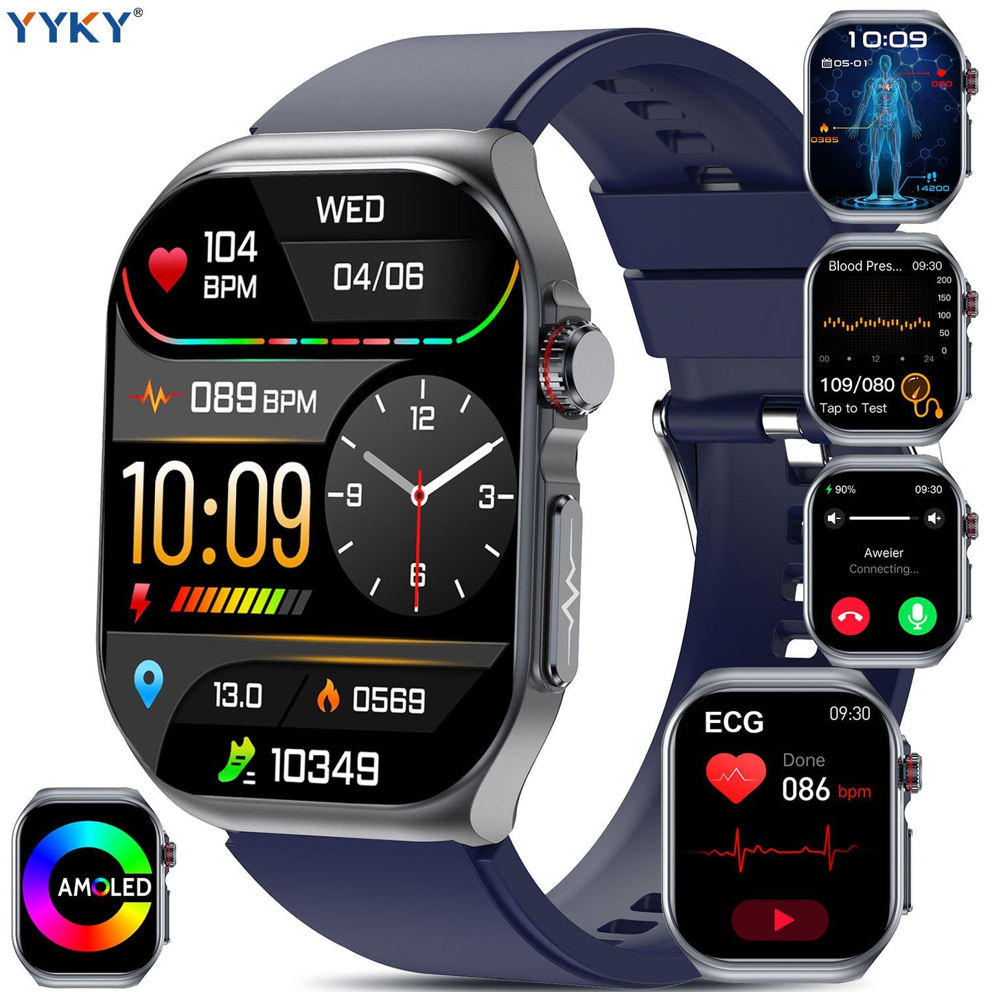 Smartwatch YYKY AMOLED Display, 530mAh Battery, NFC, Multi-Sport