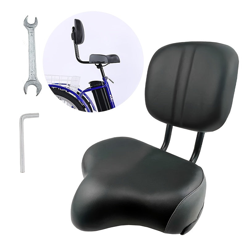 Bike Seat With Backrest PU Memory Foam Cushion Universal