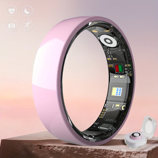 Smart Ring Stainless Steel Fitness Tracker With Crystal Case
