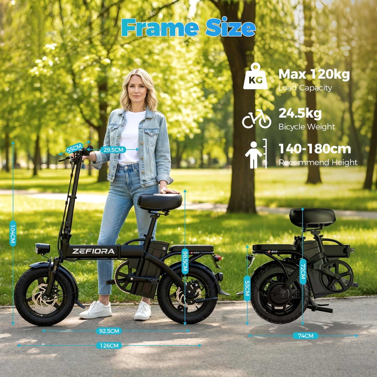Folding Electric Bicycle 740W Motor, Removable 48V Battery