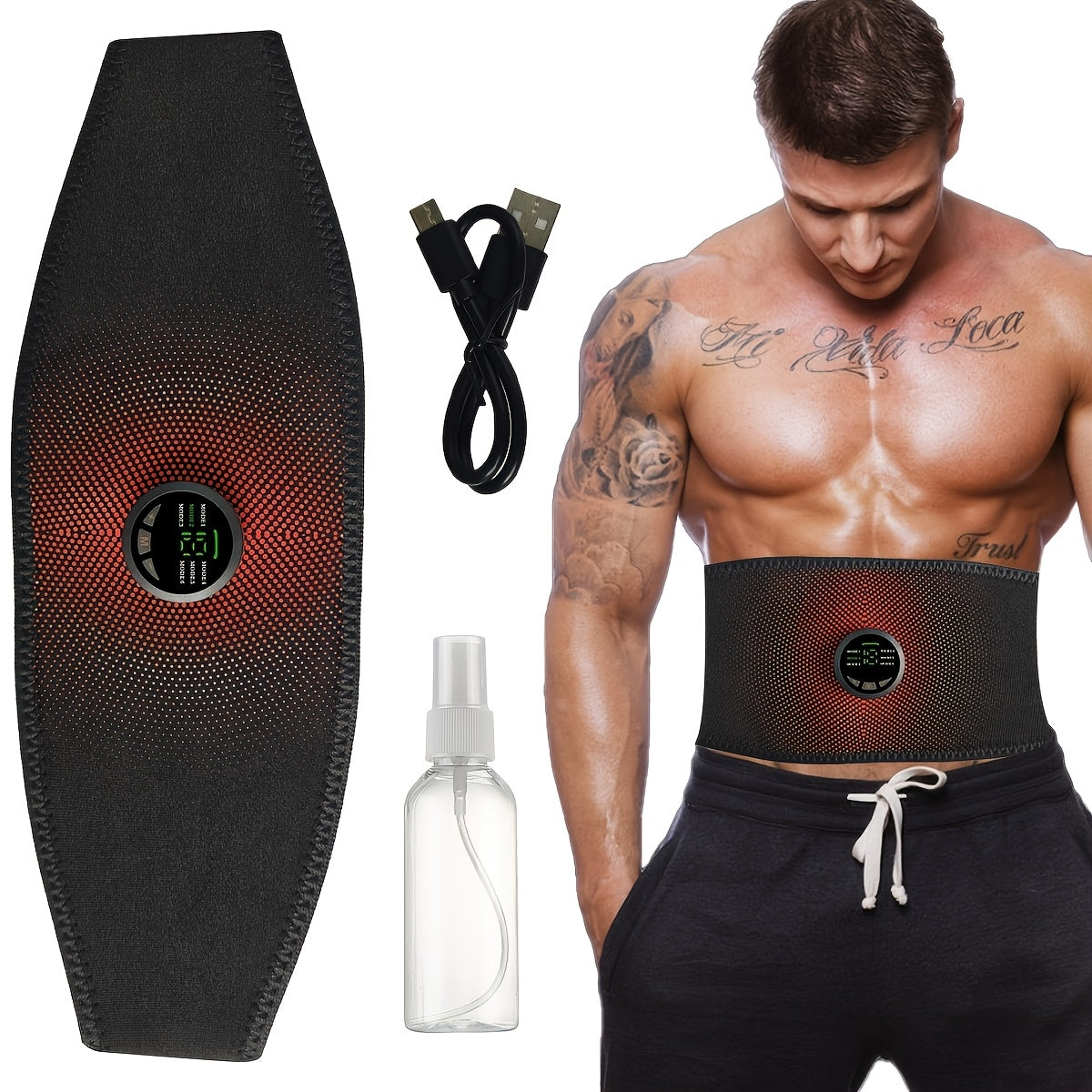 Abdominal Muscle Trainer, Abdominal Muscle Training Belt, Abdominal Muscle Stimulator, EMS Massager, Fat Reduction Trainer, a Rechargeable and Reusable Abdominal Muscle Trainer Suitable for Family Use, Father's Day, Thanksgiv