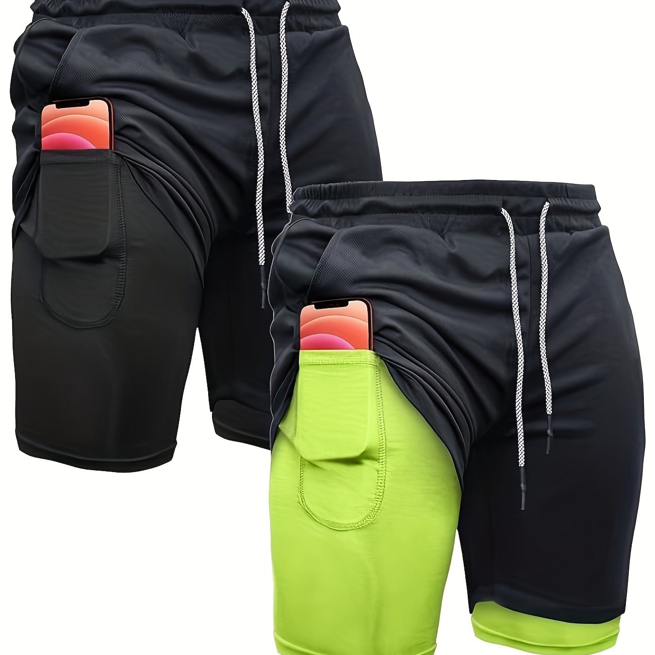 OEBLD Men's 2-in-1 Running Shorts Lightweight Polyester