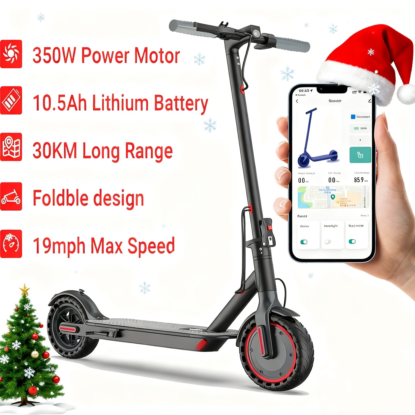 LADPED Folding Electric Scooter Long-Range Battery