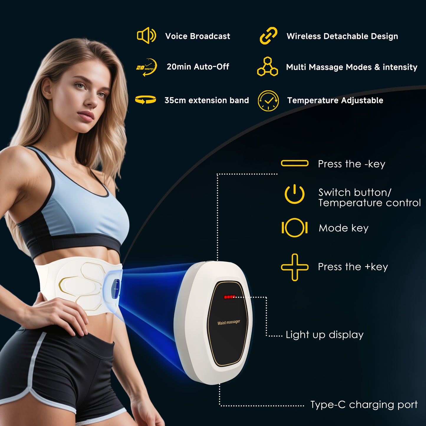 FDA Cleared - Ab Stimulator Muscle Toner, Ab Belt Muscle Stimulator with Redlight & & Vibration, Abs Stimulator Abdominal Training Massager for Stomach Smooth & Firm, Helps Reduce Belly Fat & Cellulite, Lower Back Massager fo