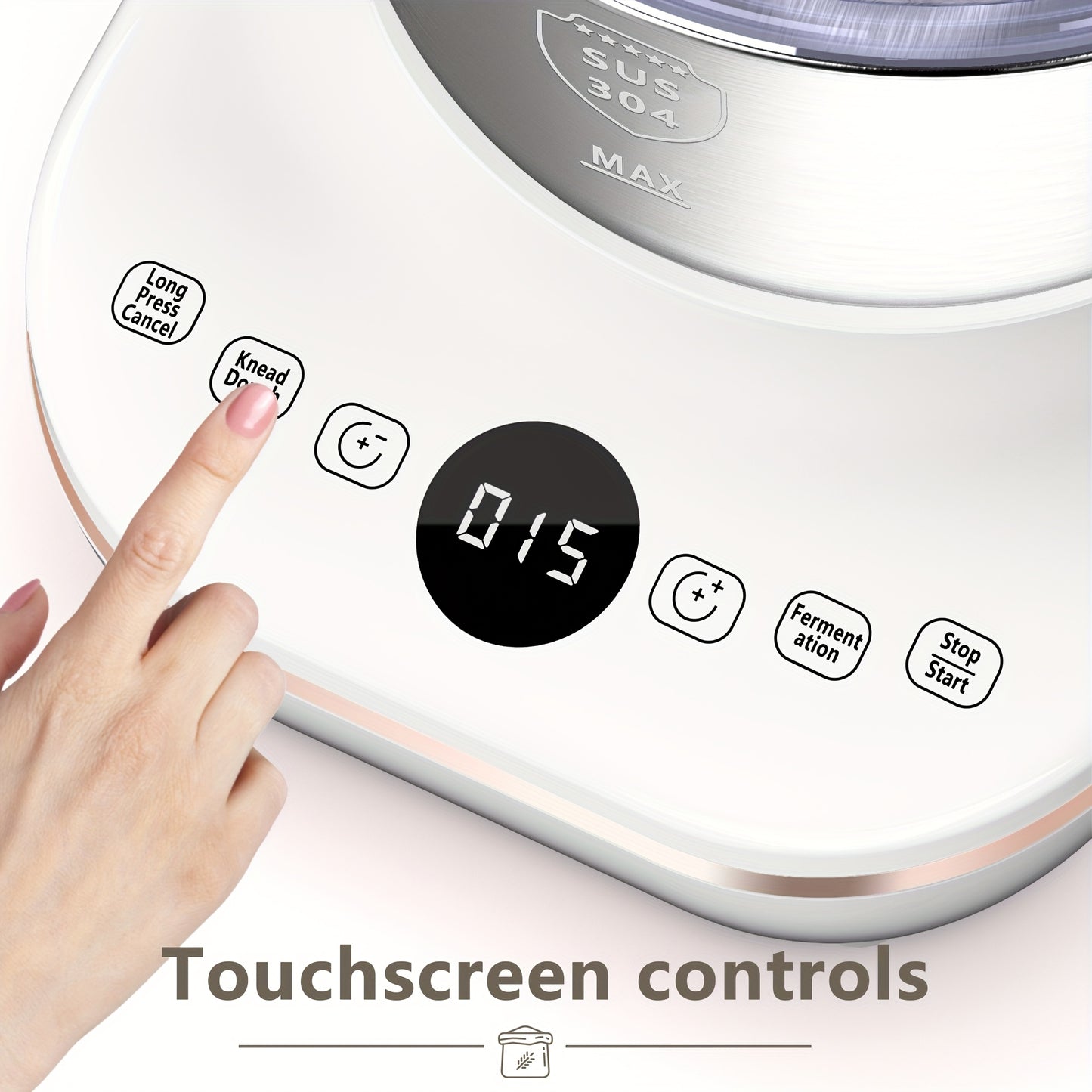 Electric Dough Maker, Portable Lightweight Electric Kitchen Mixer, 304 Stainless Steel Bowl, 5.2 Quarts, with Ferment Function for Pizza, Bread, Toast, Pasta, and Cookies, for Daily Use