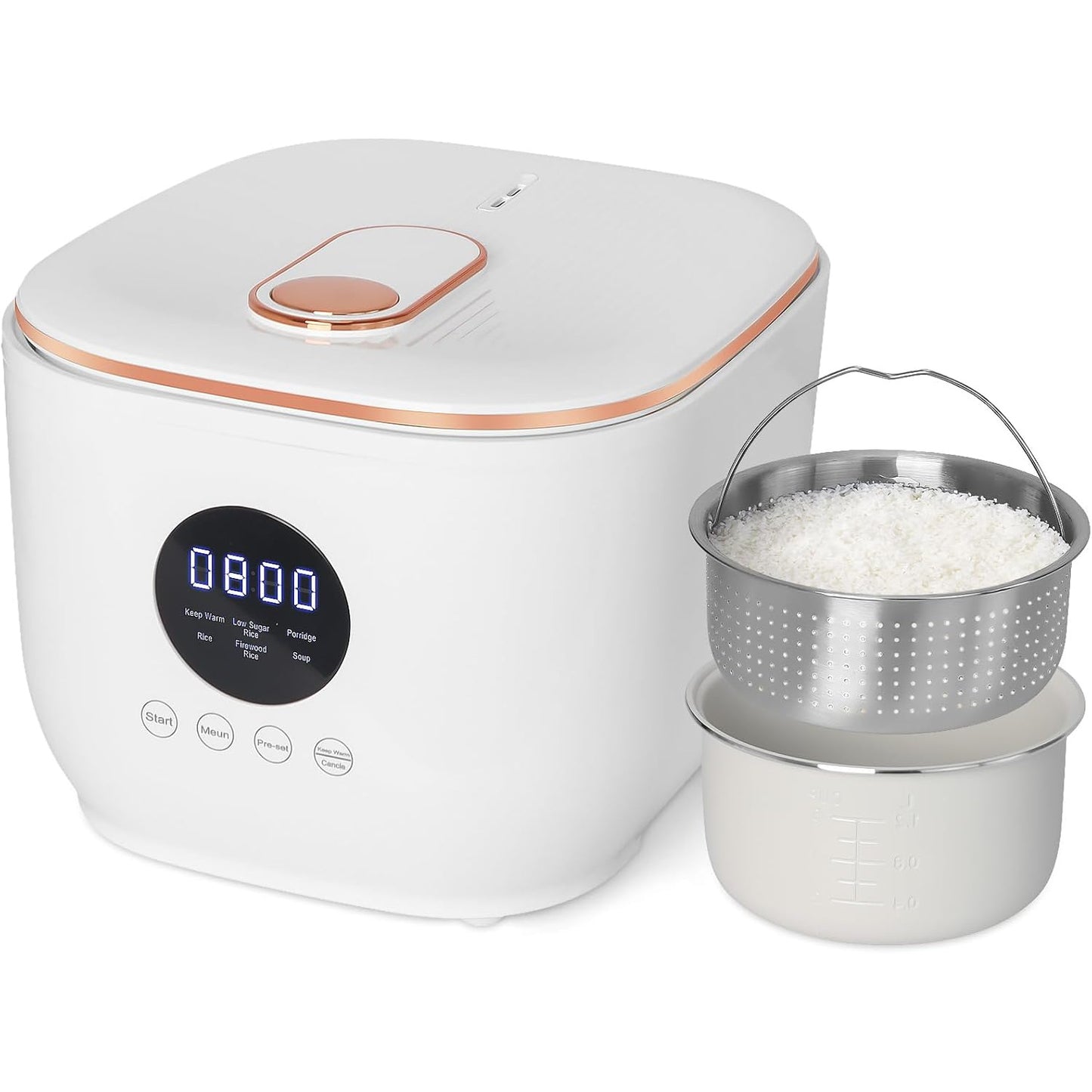 [Smart| Low-Sugar] 3L Smart Rice Cooker, Stainless Steel Steamer, Low-Sugar Cooking, Removable Ceramic Glaze Non-Stick Pot, 24H Reservation& 8H Keep Warm Function, 5 Cooking Functions, Modern Kitchen Gadget, Travel Cooking Po