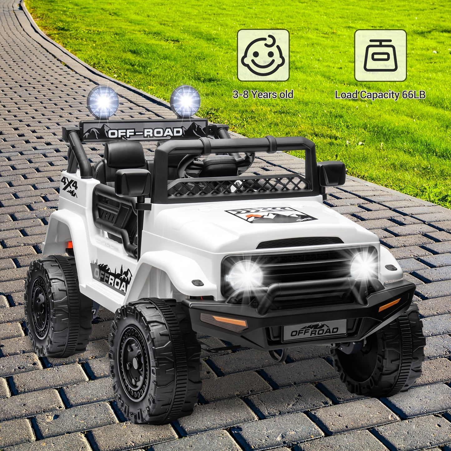12V Battery Kids Ride On Truck | 4 Wheels Kids' Electric Vehicles Off-Road, Electric Toys Car For Kids With Remote, 3 Speed, Spring Suspension, Led Lights, Music, Christmas Birthday Children Gifts, Colors:, Red, Pink, Army Gr