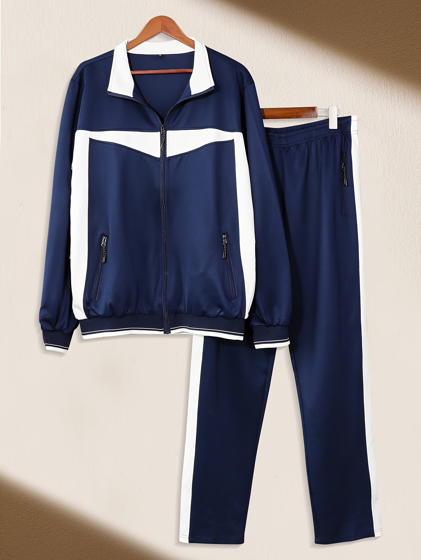 6pcs Men'S Tracksuit Set (Jacket & Pants), Fashionable Street-Style Design With No City Prints, Suitable For Autumn & Winter Outdoor Workouts, Jogging And Casual Wear. This Is A Soft, Warm And Comfortable Men'S Tracksuit Set.