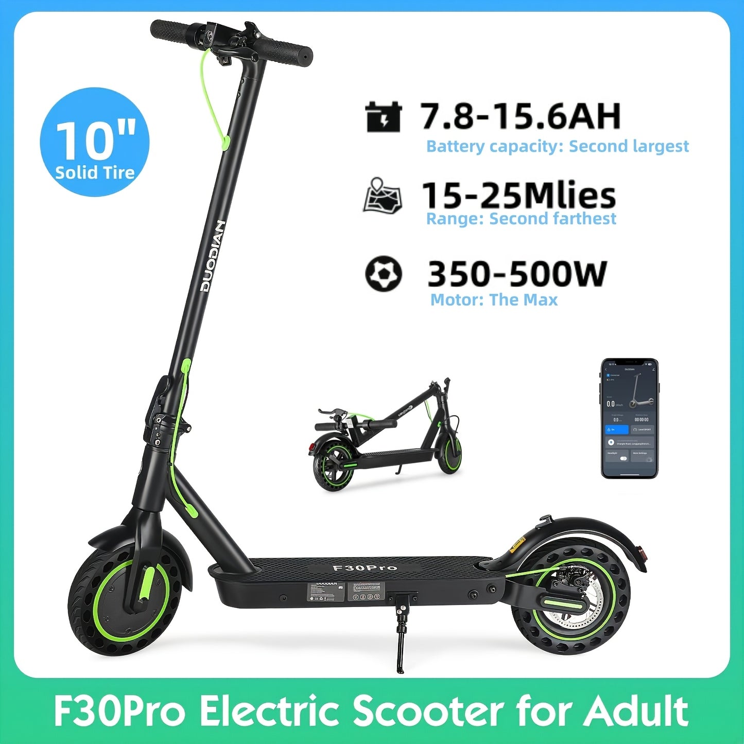 Lightweight Foldable Electric Scooter ,8.5" -10" Solid tires 7.8AH-15.6AH Battery, 19MPH  Speed, 350W-500W motor, 15-25 Miles Range ,Urban Commuting, Portable Mobility, Christmas present, Modern,City Travelers, Adult，tuya a