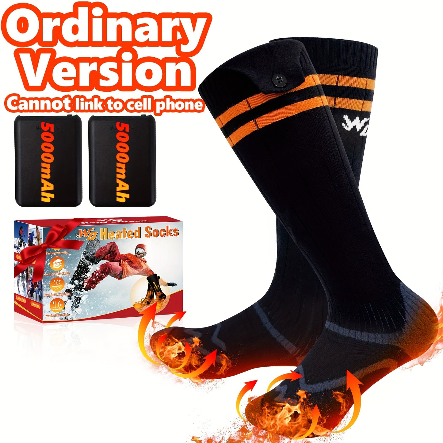 WNDY'S DREAM Heated Socks With 5000mAh Rechargeable Battery, Unisex