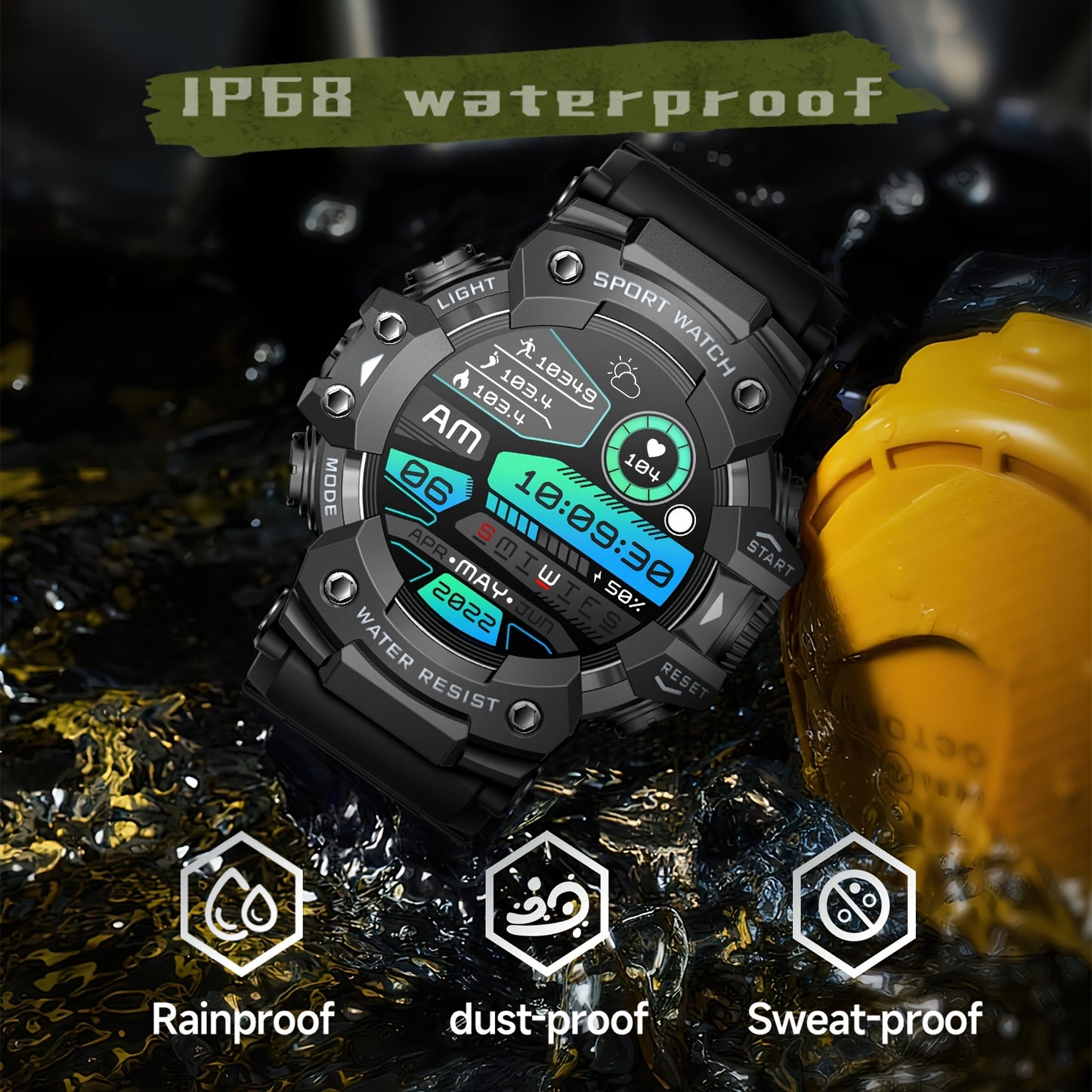 Smart Watches for Men (Answer/Make Call), Outdoor Watch with LED Flashlight, 1.32" TFT Screen Watch, 100+ Sport Modes, SOS, Sleep Tracker, Fitness Watch Health Watch for iPhone/Android - Cool Gifts for Men