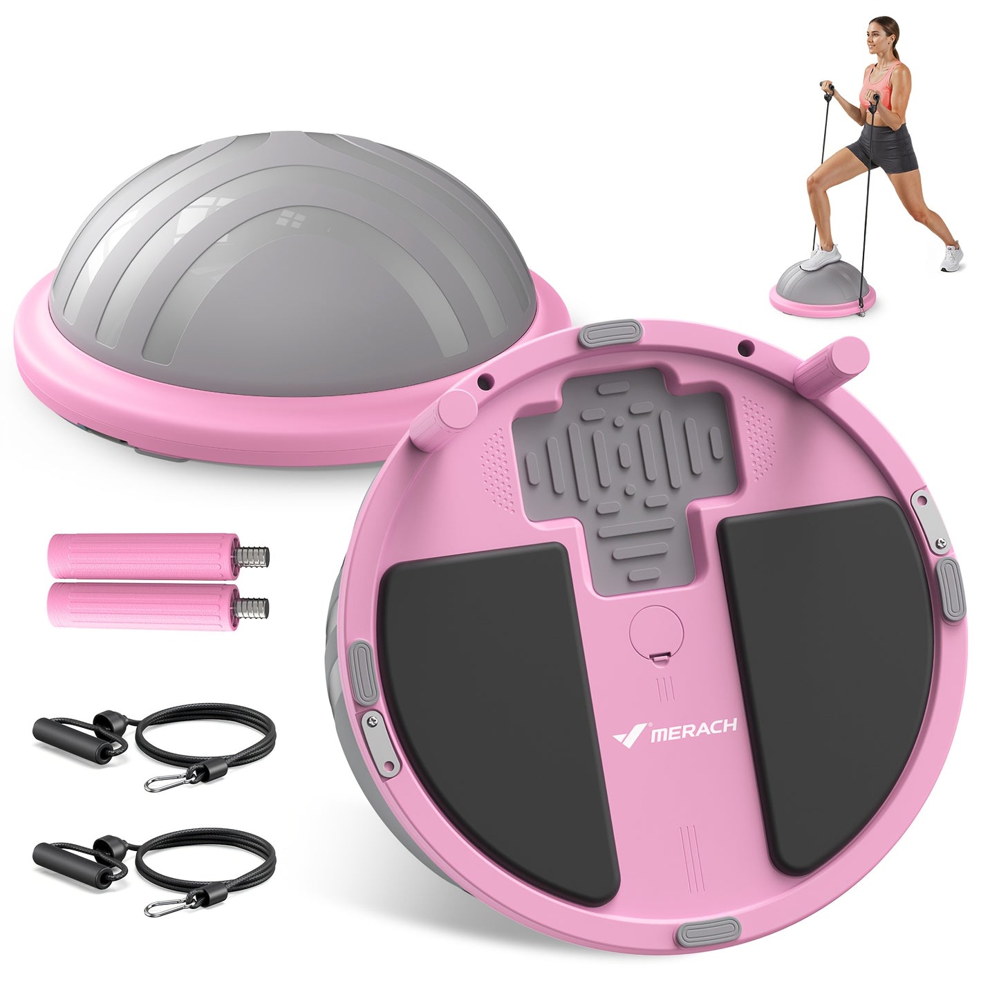 MERACH Bosu Ball, Yoga Balance Ball, Foot Balance Ball Training Pilates, Thickened Yoga ball, Core Fitness Equipment, Balance Trainer, Core Workout, Portable Fitness, Compact Exercise Tool, Sturdy Workout Gear, Nonslip Surfac