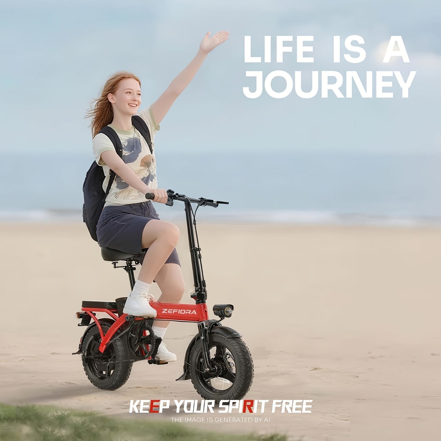 Adult Electric Bicycle, Compact Ebike Featuring a 740W Peak Motor, 48V Detachable Battery, Speeds Up to 25MPH & Ranges Between 10-45 Miles (Pedal Assist Level 1), Front Suspension, Flat-Resistant Tires, Ideal for Both Off-Roa