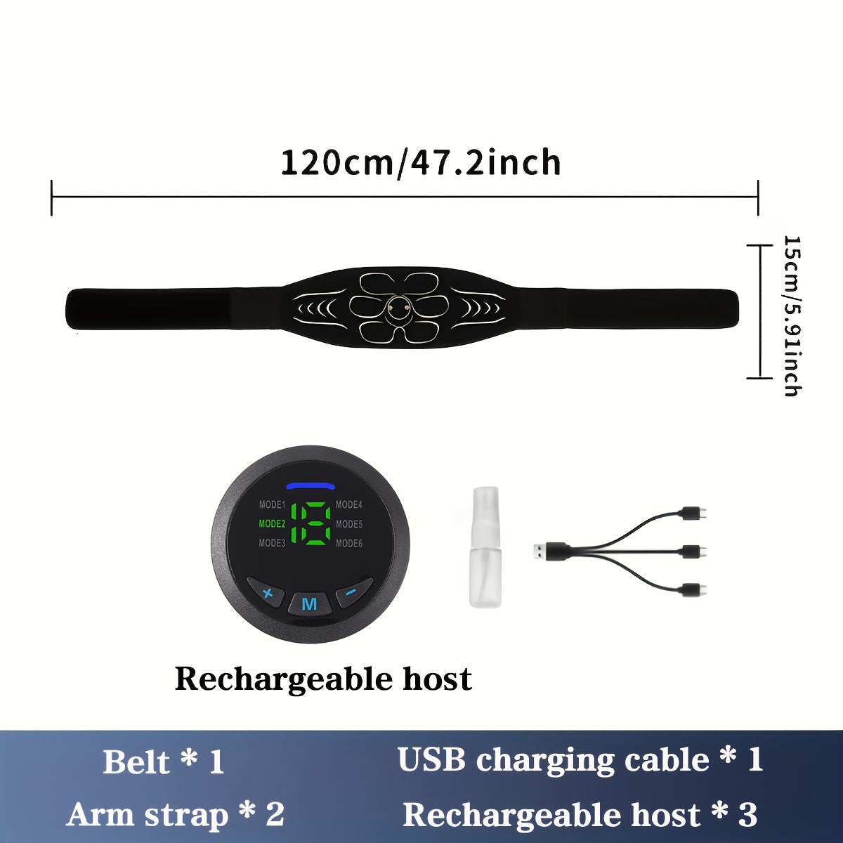 Rechargeable EMS Muscle Fitness Massage 3pcs Set -6 Modes, 18 Level Intensity Adjustment, Muscle Training And Relax Stimulator, Lithium Battery Powered, EMS Muscle Stimulation Massage, Perfect Christmas Gift//Black Five Promo