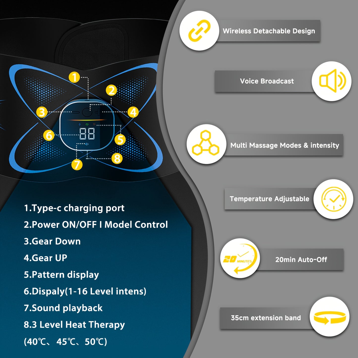 NENRENTE Abs Stimulator Muscle Toner With Heat Massager