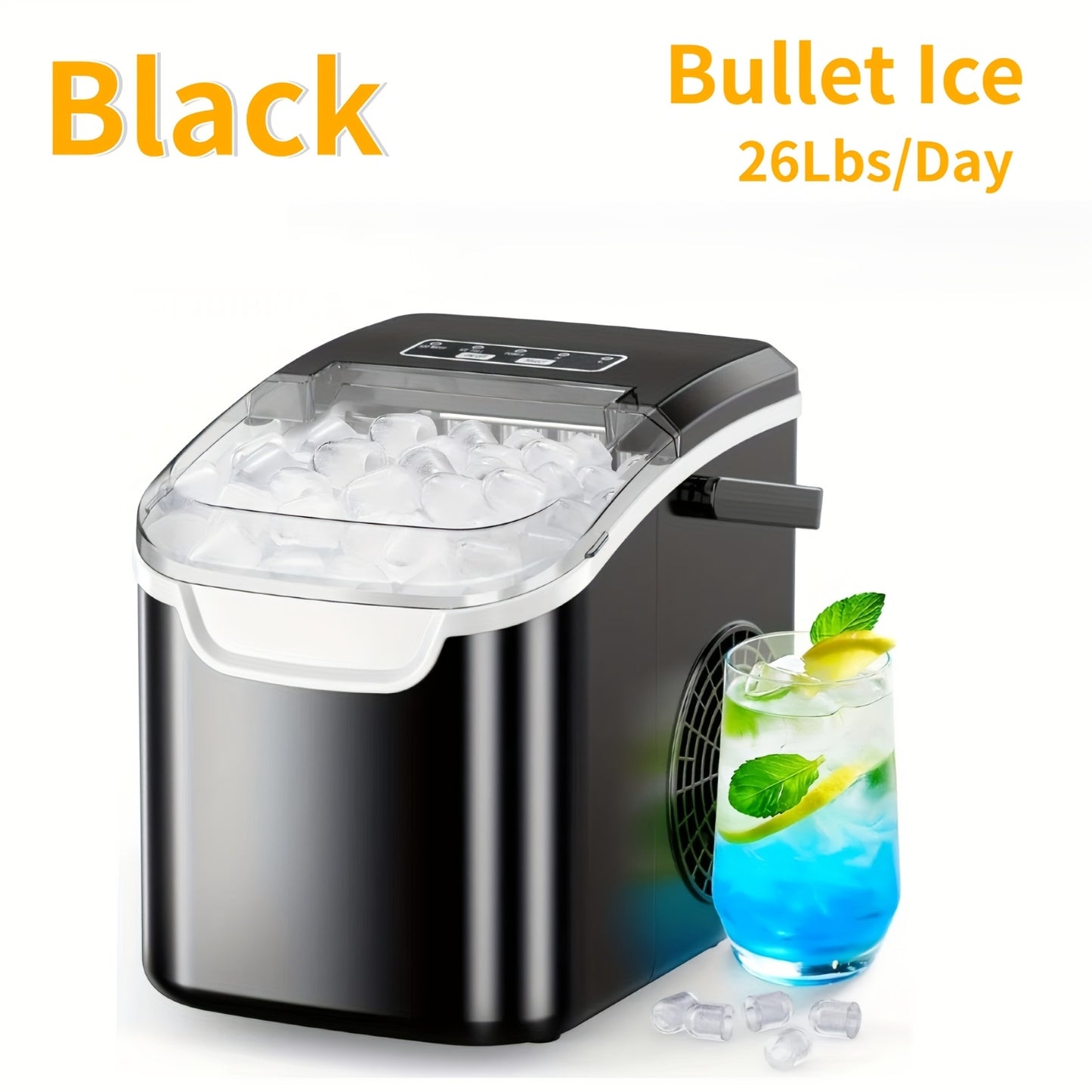 Nugget Ice Maker Countertop | 26 Lbs/Day 35 Lbs/Day Pebble Ice, Sonic Ice, Bullet Ice, Cube Ice | Self-Cleaning, Stainless Steel Black, With Ice Scoop And Basket For Home & Kitchen