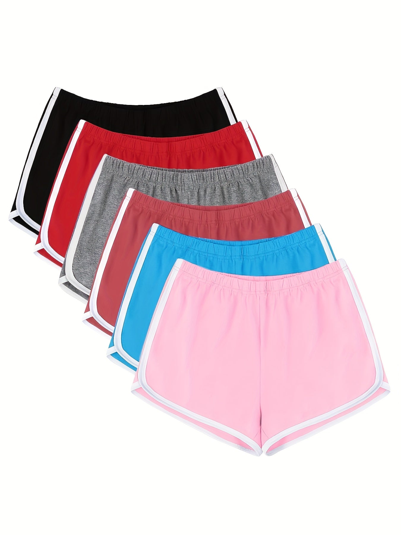 6pcs Women's Fitness Shorts - Soft, Breathable, Hip-Lifting Design, Stylish Dolphin Cut, Versatile for Gym, Cycling, Hiking & More, Spring Clothes, Summer Clothes, Valentine's Day Gifts, Easter Gifts, Discounted