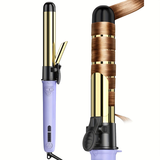 Automatic Rotating Curling Iron 1.25 Inch | 5-Level Heat Extra- for long Barrel Dual Voltage Self Curling Wand | Effortless Beach Waves/Christmas Party Curls For Long Hair | 1 1/4" Hair Curler With Stand & 360° Swivel Cord