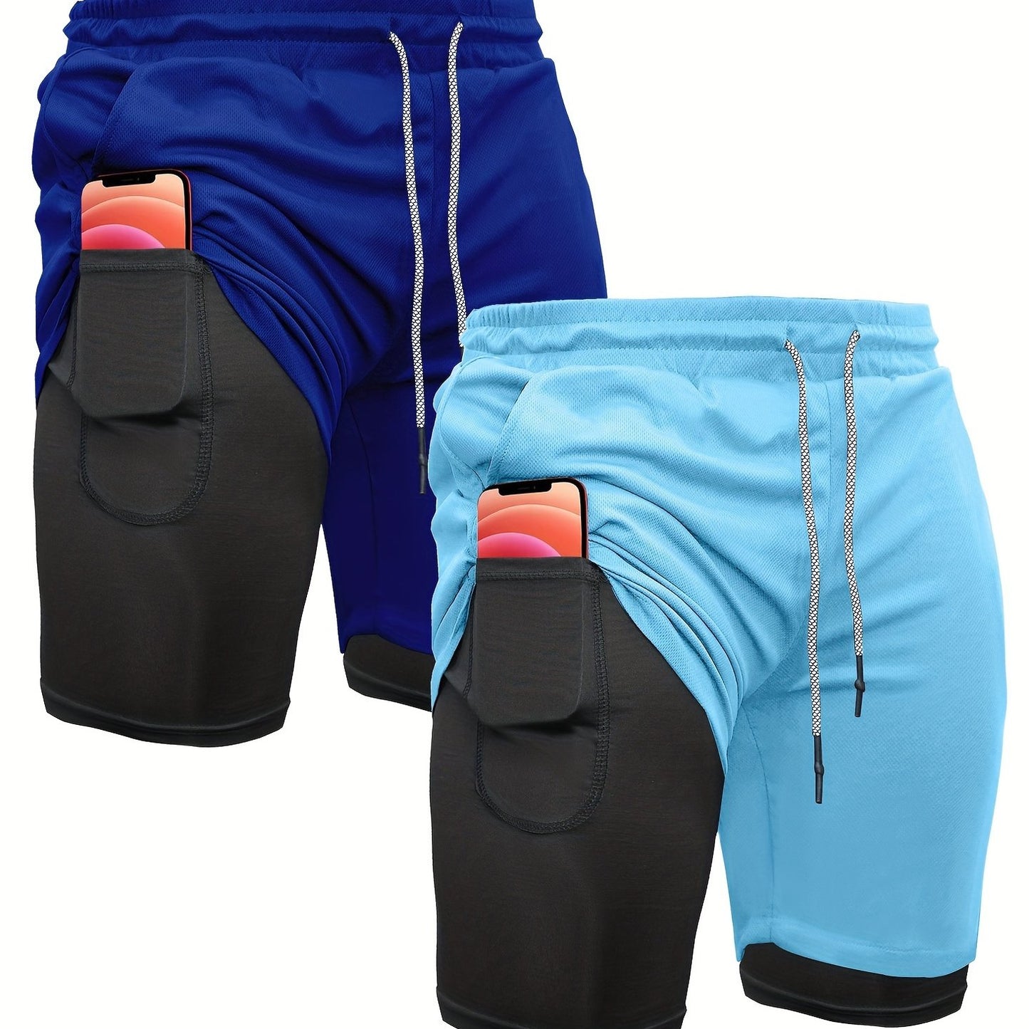 OEBLD Men's 2-in-1 Running Shorts Lightweight Polyester