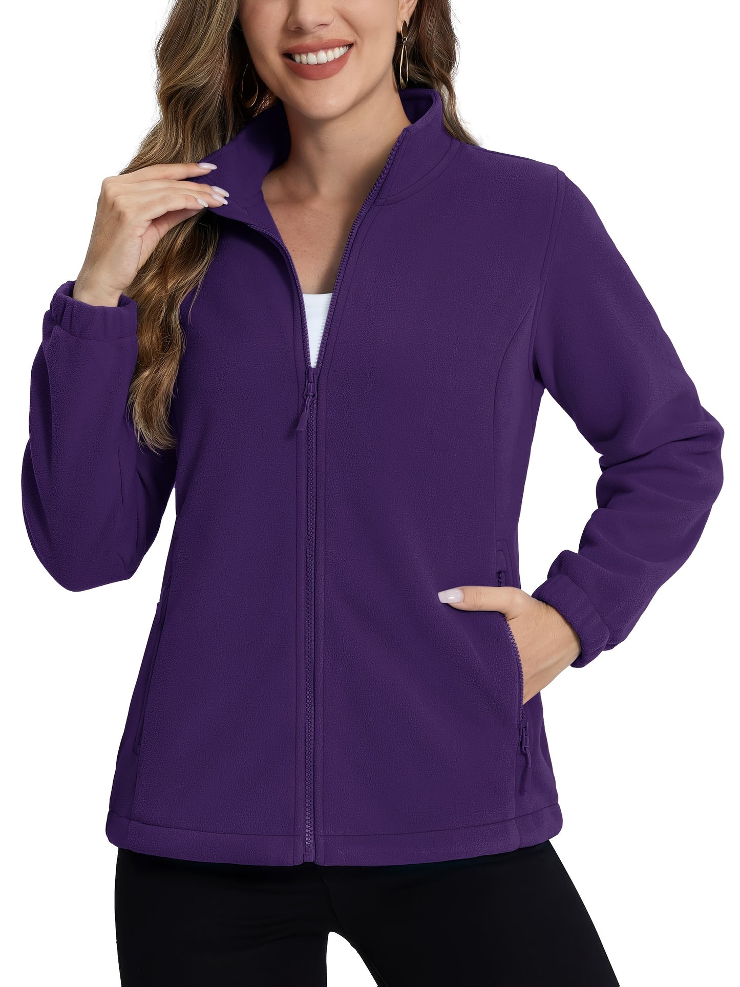 MAGNIVIT Women's Full-Zip Jacket, Stand-Collar Lightweight Polyester