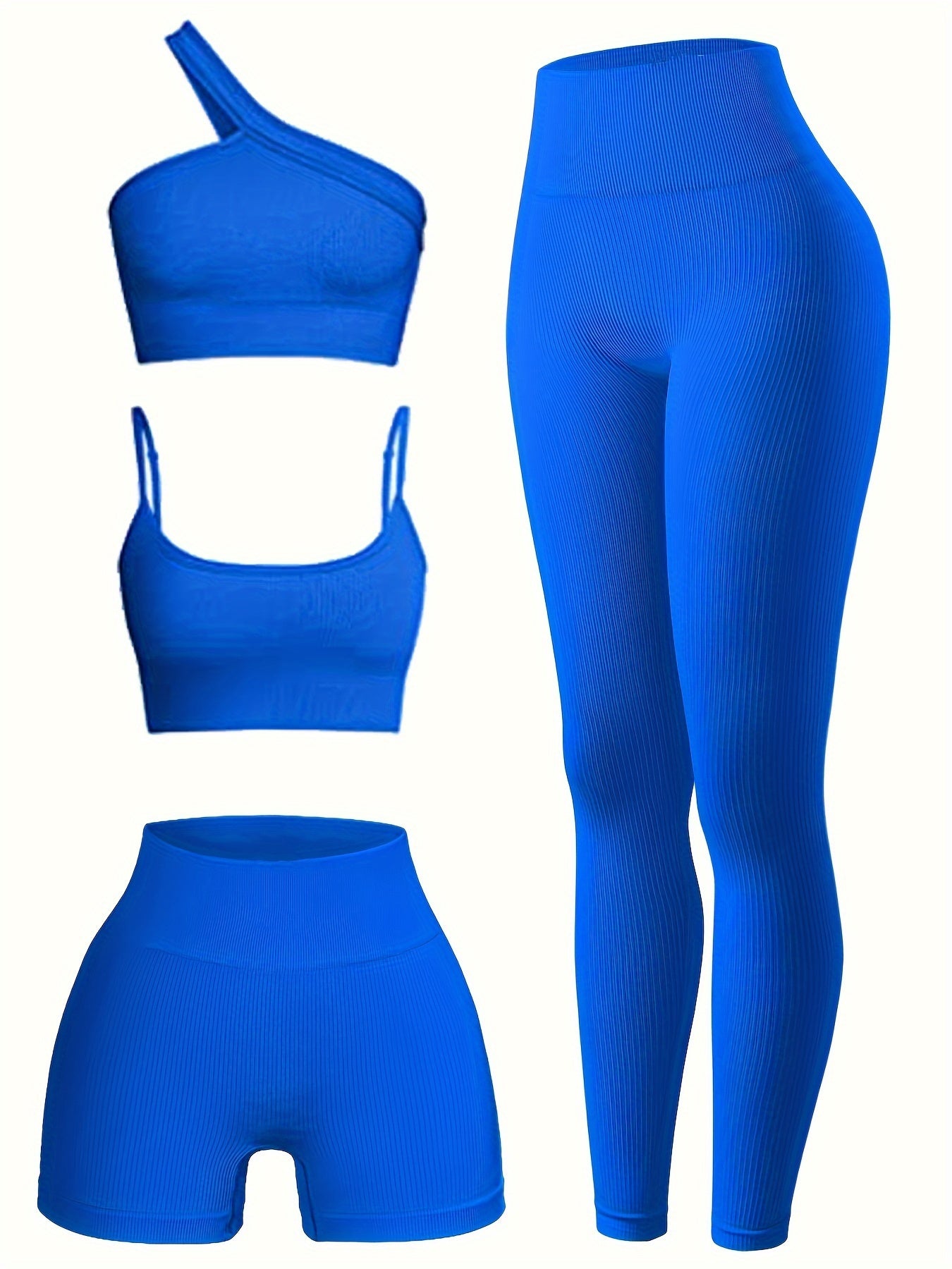 4pcs Seamless Yoga Set Workout Shirts Sport Pants Bra Gym Clothing Tracksuit Drawstring High Waist Running Leggings Fitness Suit