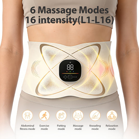 KTS EMS Abs Stimulator | Muscle Toner with Heating, Abdominal Massage Belt for Belly Fat Loss, Cellulite Melting, Stomach Firming & Lower - USB Powered, Rechargeable Battery - Ideal for Home Use - Great Christmas Gift for Wom