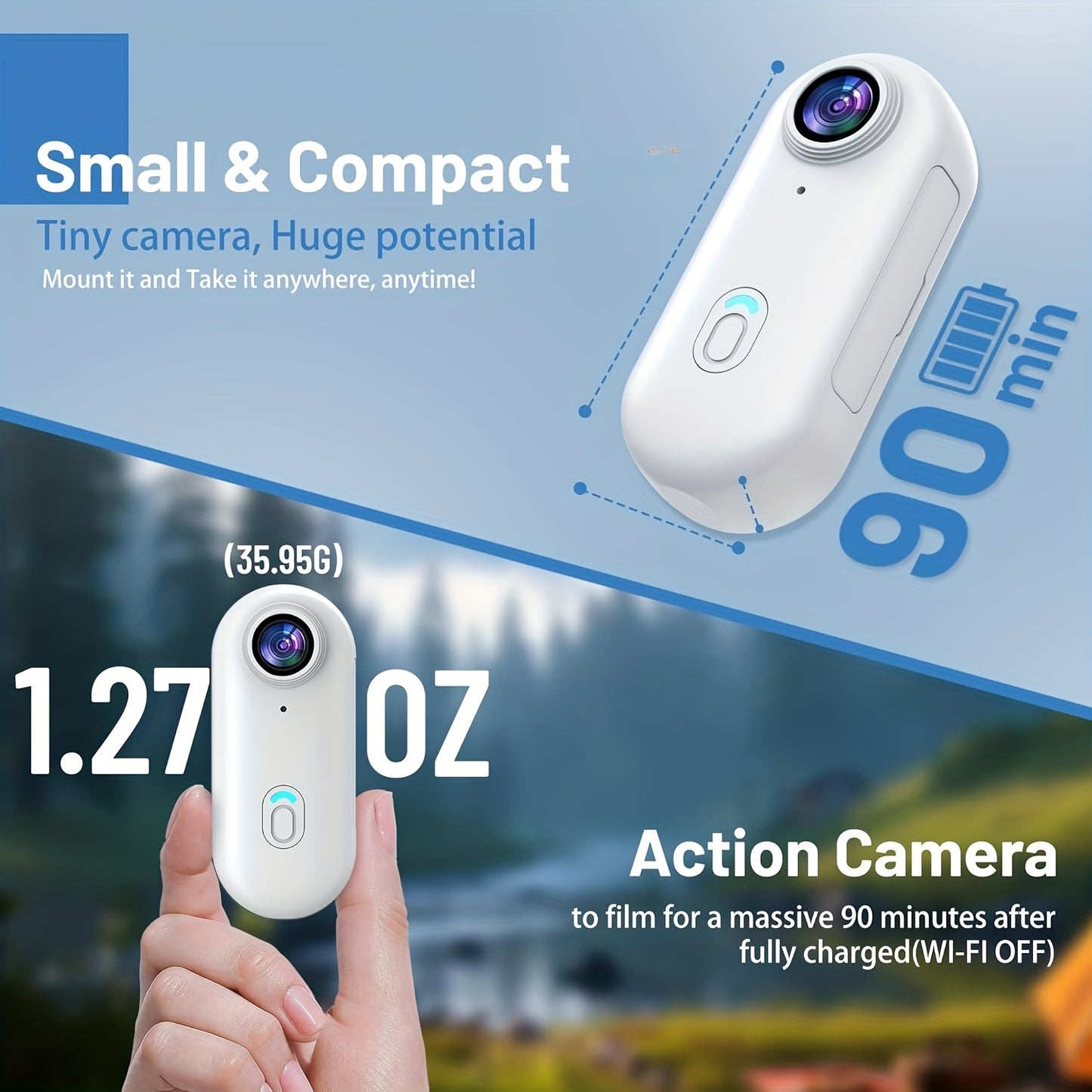 MUOXUEQN Action Camera Mini 4K UHD WiFi Portable Body Cam