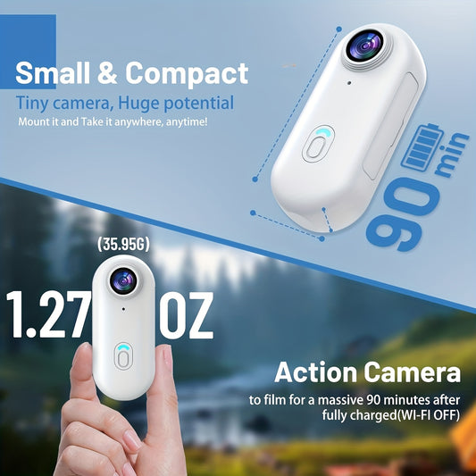 MUOXUEQN Action Camera Mini 4K UHD WiFi Portable Body Cam