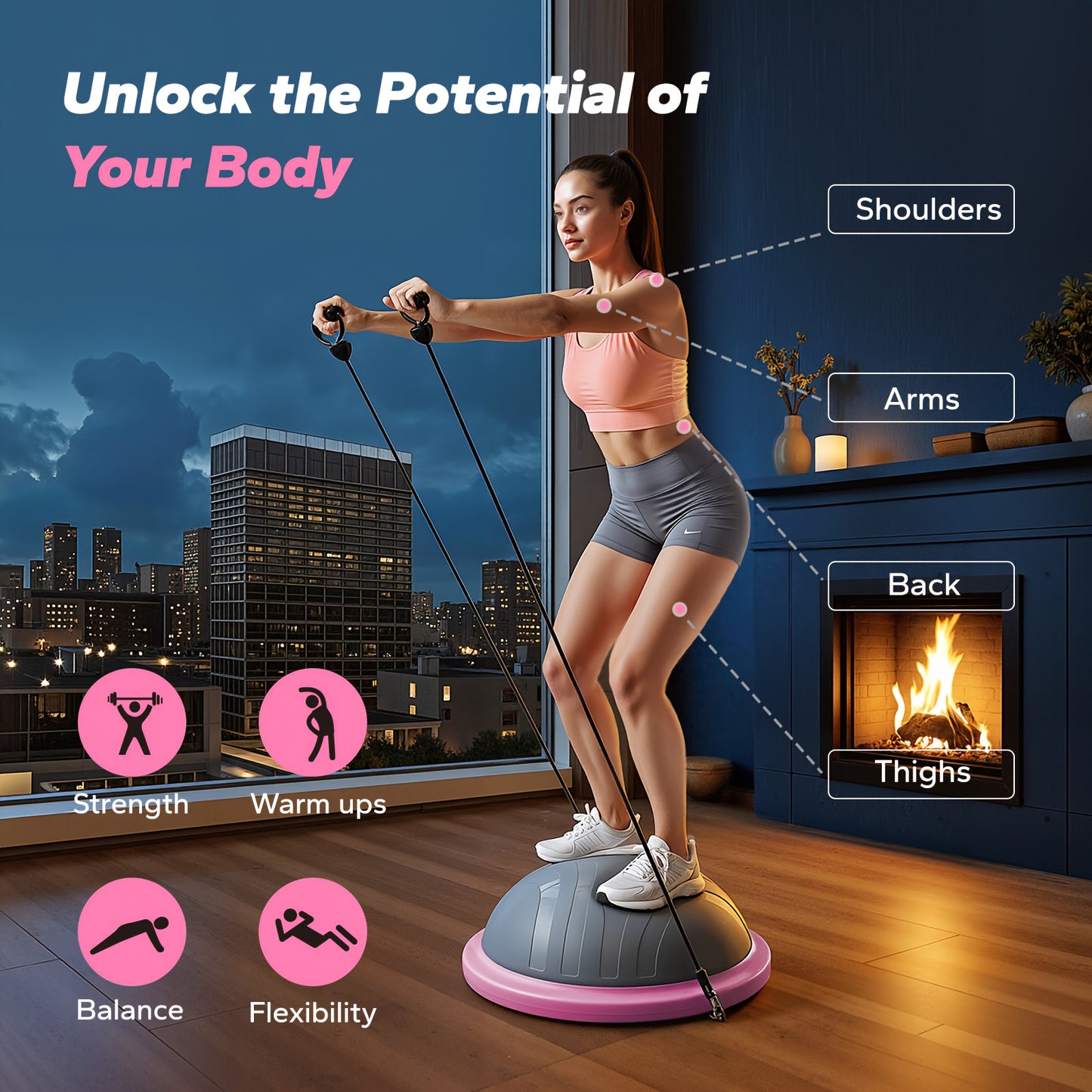 MERACH Bosu Ball, Yoga Balance Ball, Foot Balance Ball Training Pilates, Thickened Yoga ball, Core Fitness Equipment, Balance Trainer, Core Workout, Portable Fitness, Compact Exercise Tool, Sturdy Workout Gear, Nonslip Surfac