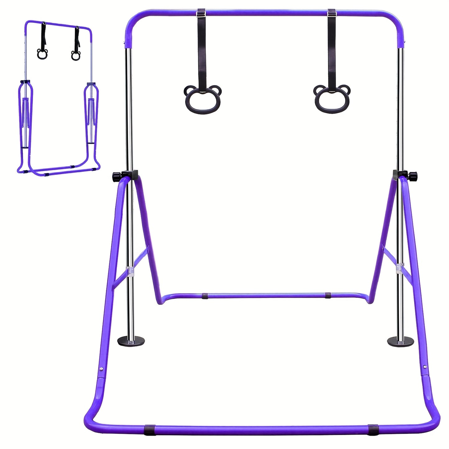Adjustable Gymnastics Bar for Children Featuring Rings, Suitable for Home Use As a Folding Training Monkey Bar