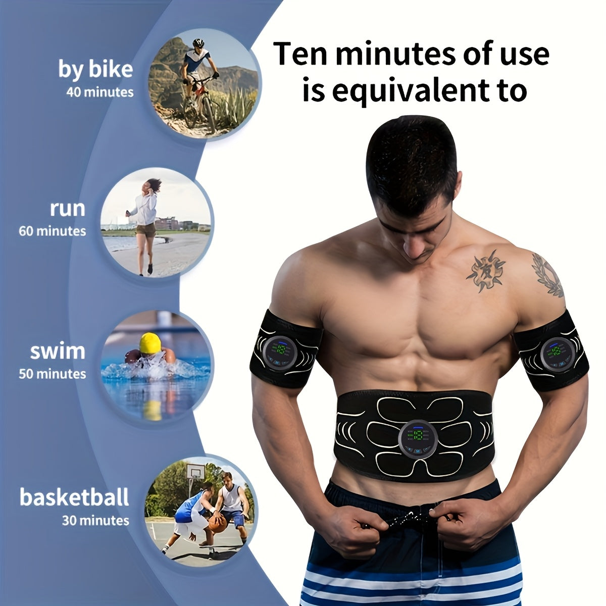 Rechargeable EMS Muscle Fitness Massage 3pcs Set -6 Modes, 18 Level Intensity Adjustment, Muscle Training And Relax Stimulator, Lithium Battery Powered, EMS Muscle Stimulation Massage, Perfect Christmas Gift//Black Five Promo