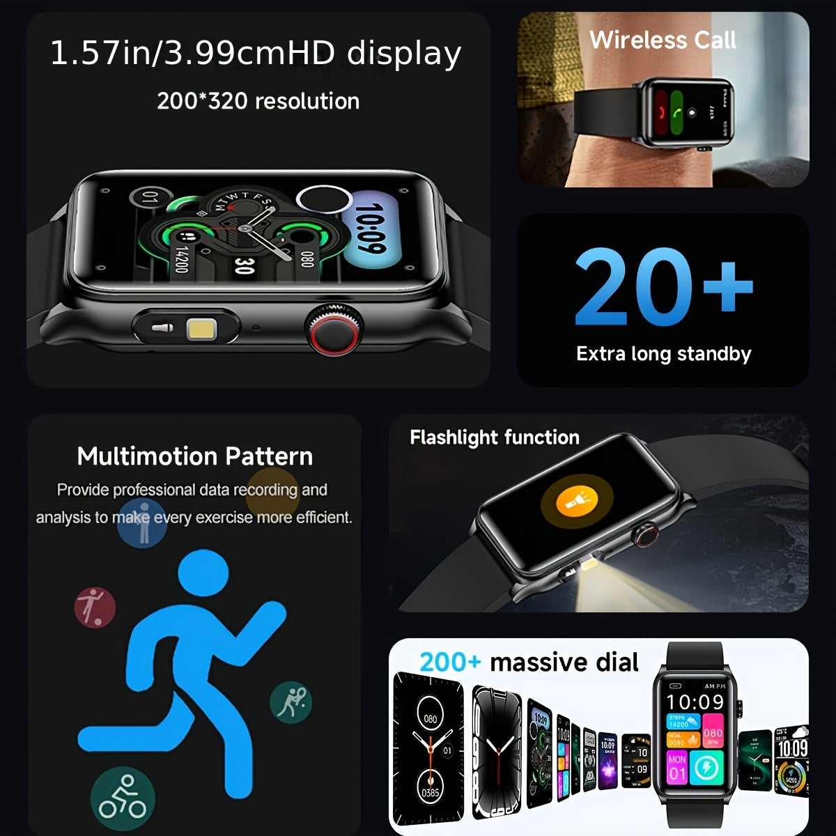 2025 New Smart Watch with 1.8-Inch Large Display, 250mAh Battery, AI Voice Commands, Wireless Calling & SMS Reminders, 100+ Sports Modes, Magnetic Charging
