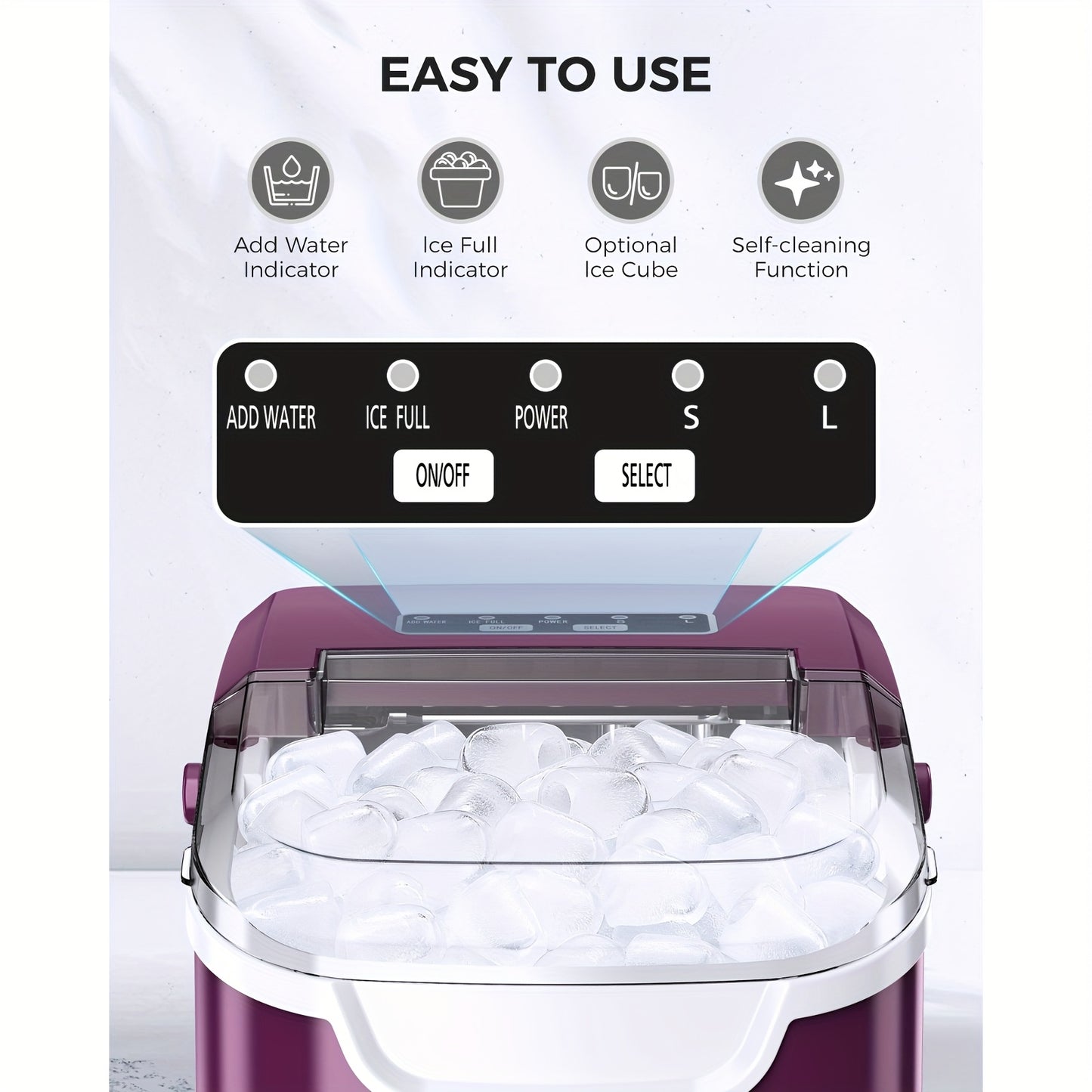 [Fast Ice Maker] Fast 6-Minute Ice Making, Compact Countertop Ice Maker Machine | Produces 26 lbs/24H, with Scoop, Basket & Self-Cleaning, Portable Design with Handle, Ideal for Home, Parties, RV, Camping, Kitchen - Energy-Ef