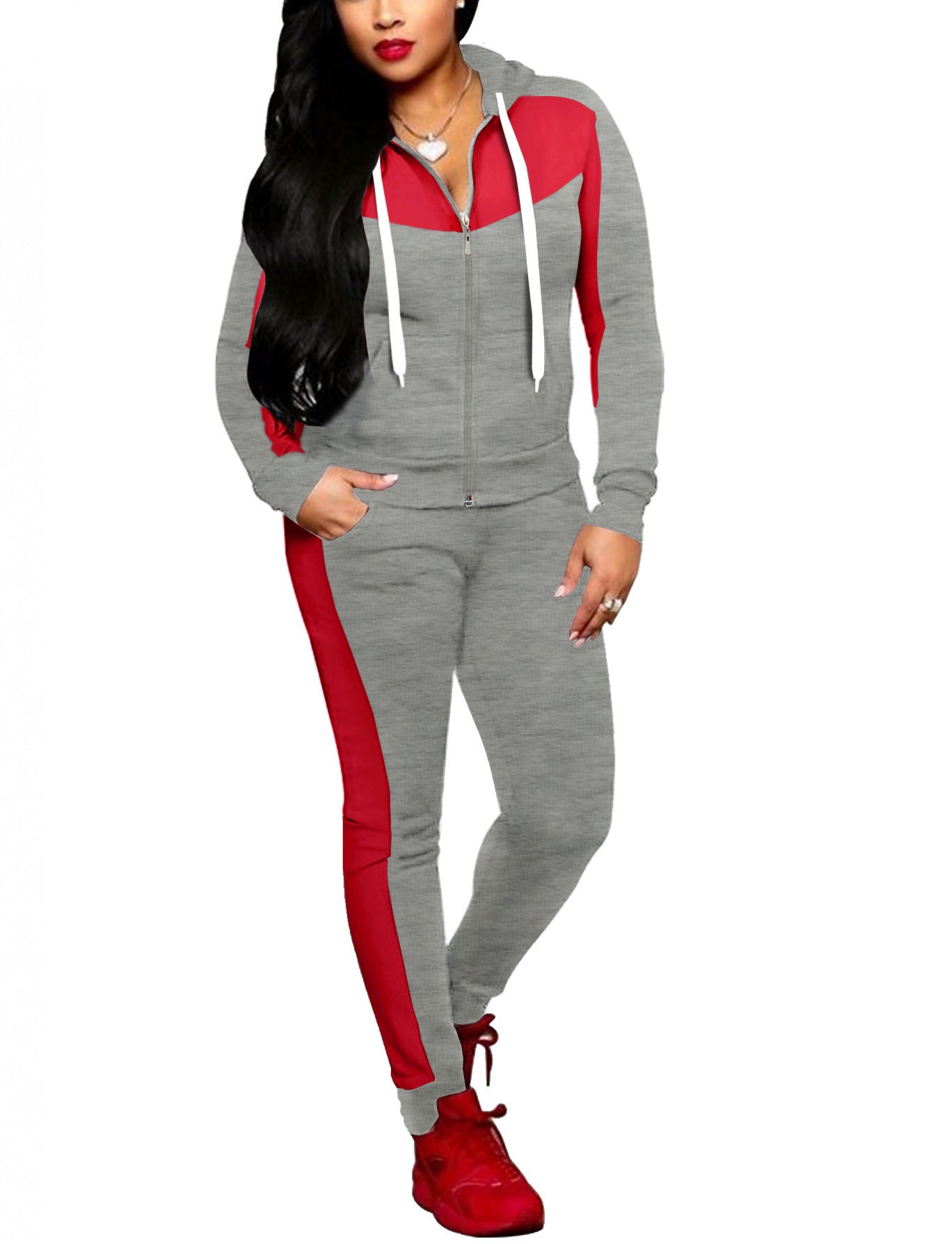 SCACTO Women's Two-Piece Full-Zip Hoodie Set With Shapewear