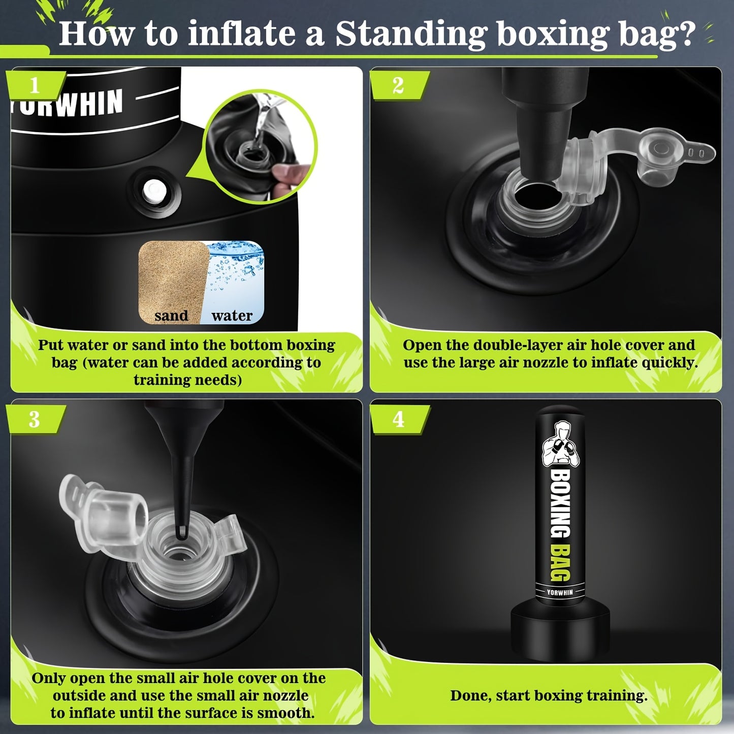 [Heavy-Duty|70" Punching Bag] Heavy-Duty 70" Freestanding Punching Bag with Stand | Gloves, Pump & Jump Rope - Durable PVC Boxing Bag for Adults & Teens, MMA, Muay Thai, Karate Training - Home Gym Fitness Equipment, Black, Ki