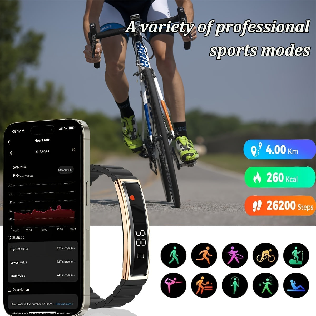 Smart Bracelet Fitness Tracker With Display Health Monitor