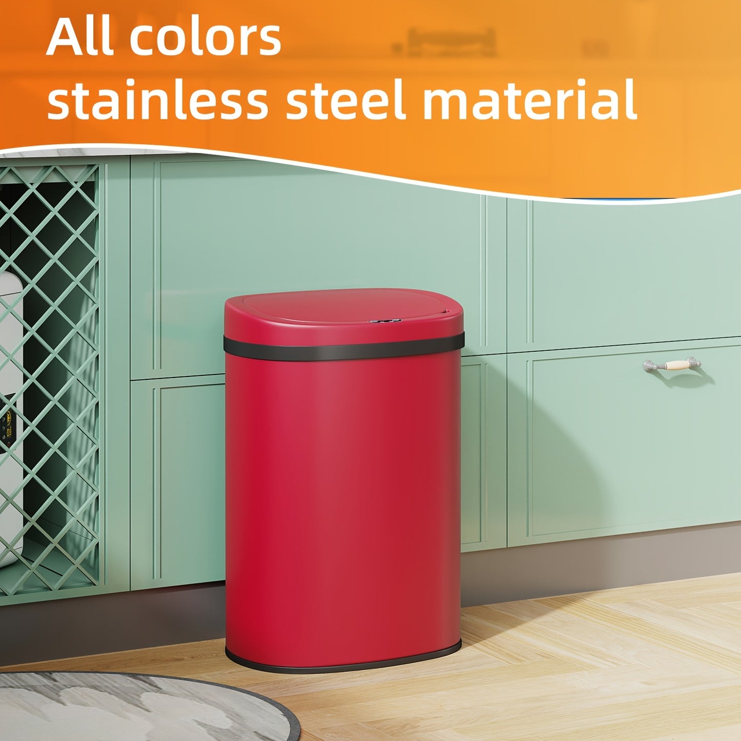 DOPINMIN Trash Can Brushed Metal Finish For Kitchen