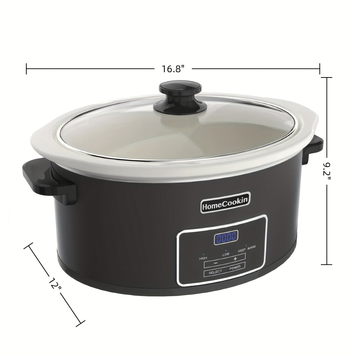 8 Quart Large Digital Slow Cooker with Stoneware Pot - Programmable Slow Cooker with Keep Warm Function, Digital Display & One-Touch Operation, 240W, Red/Blue//Black - Ideal for Family Dinners, Roasts, Stews