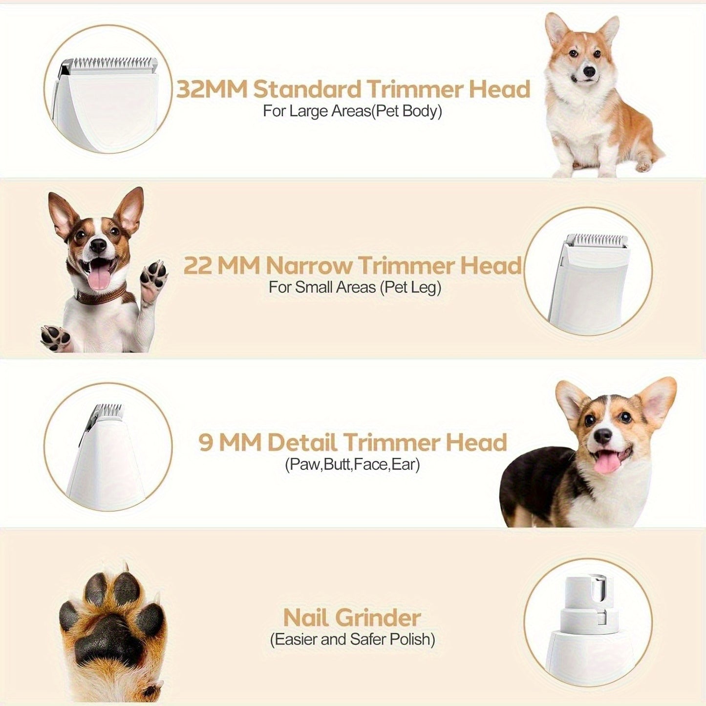 Dog Hair Clipper Set Low Noise USB Rechargeable Pet Grooming