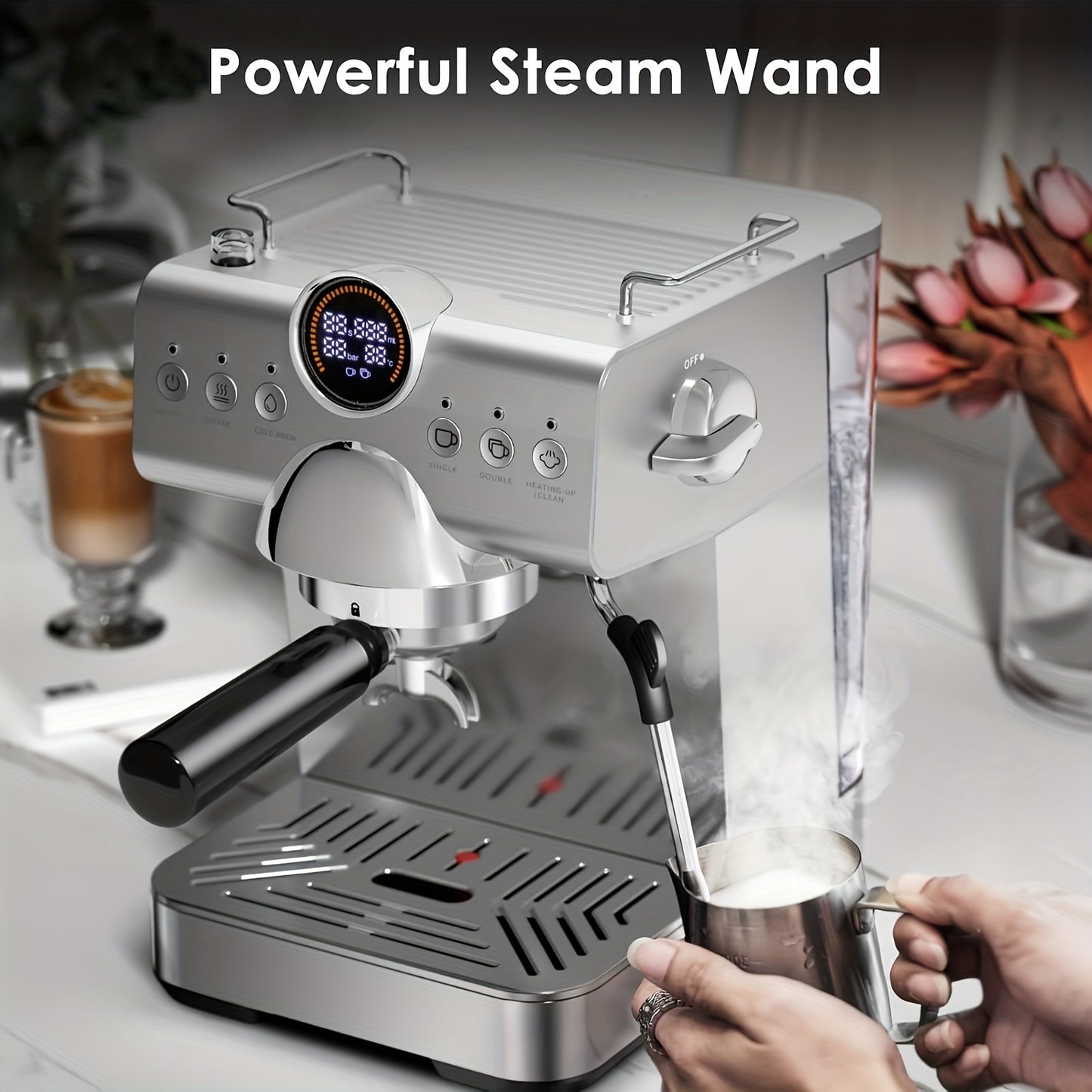 CRZOE Espresso Machine With Powerful Built-In Grinder