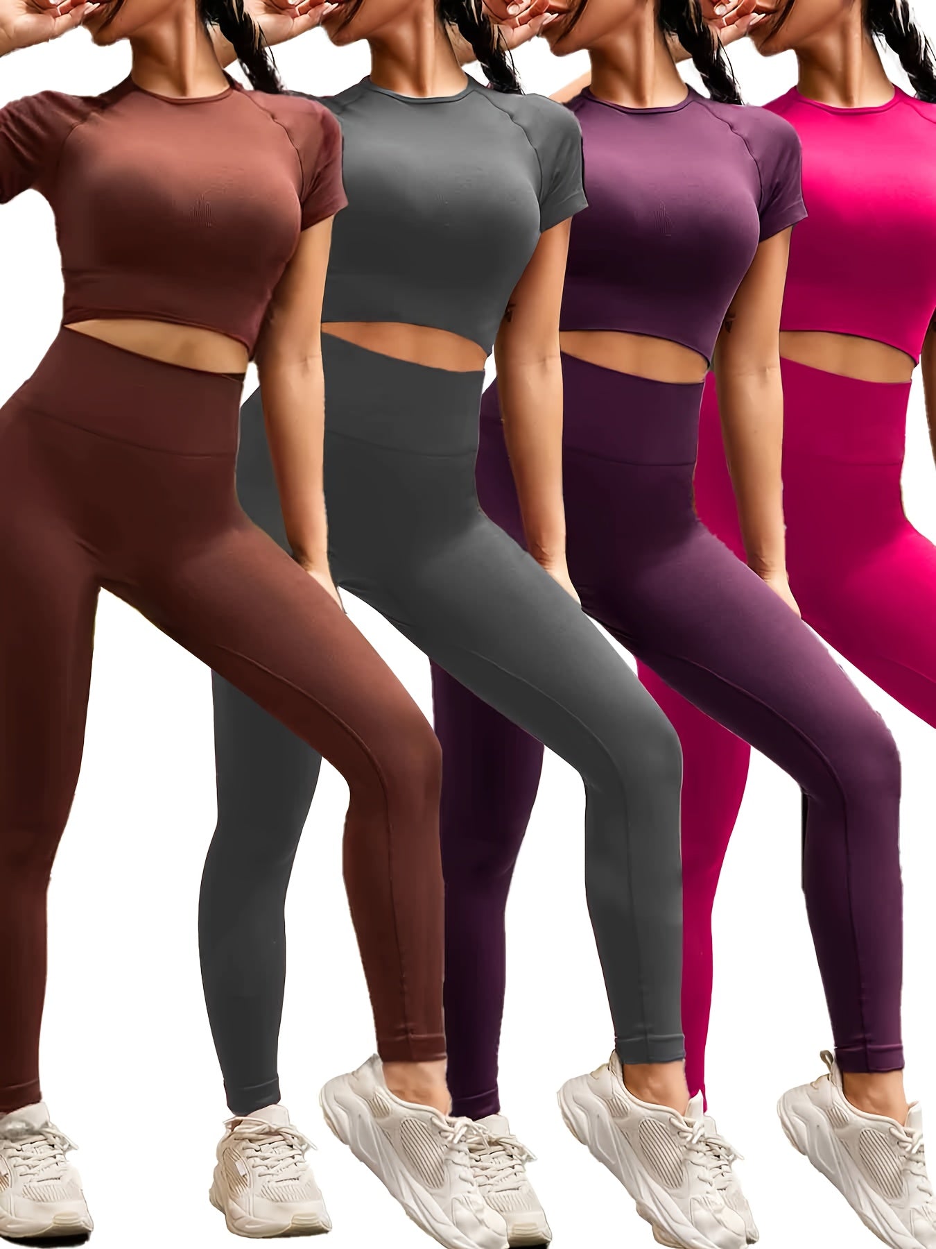 Women Yoga Set High-Waisted Abdominal Support Nylon Elastane
