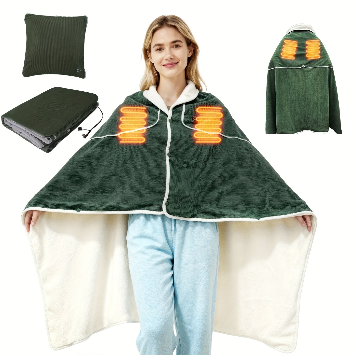 USB Heated Blanket Flannel Comfort For Home Office Travel