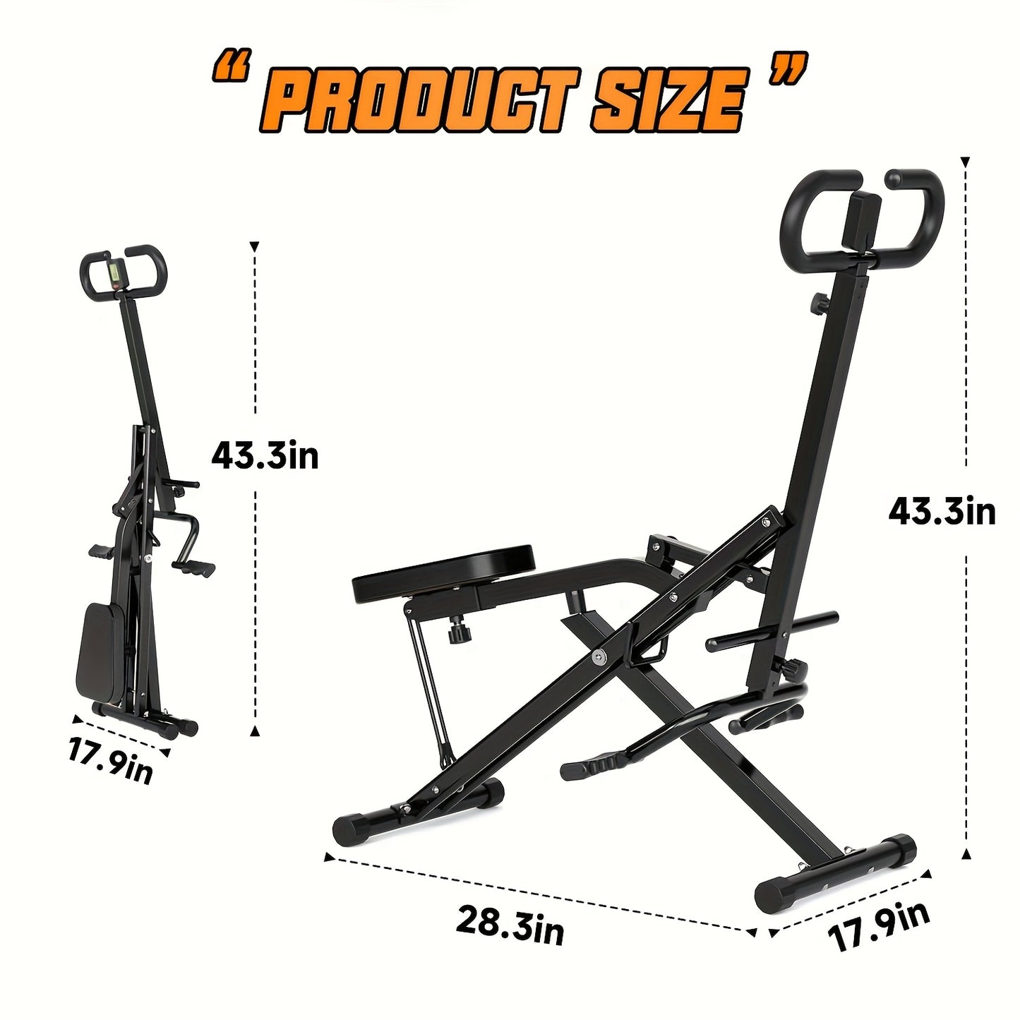 Squat Machine for Home Foldable Exercise Equipment Squat Rowing Machine with 3 HighStrength Resistance Band, Without Battery