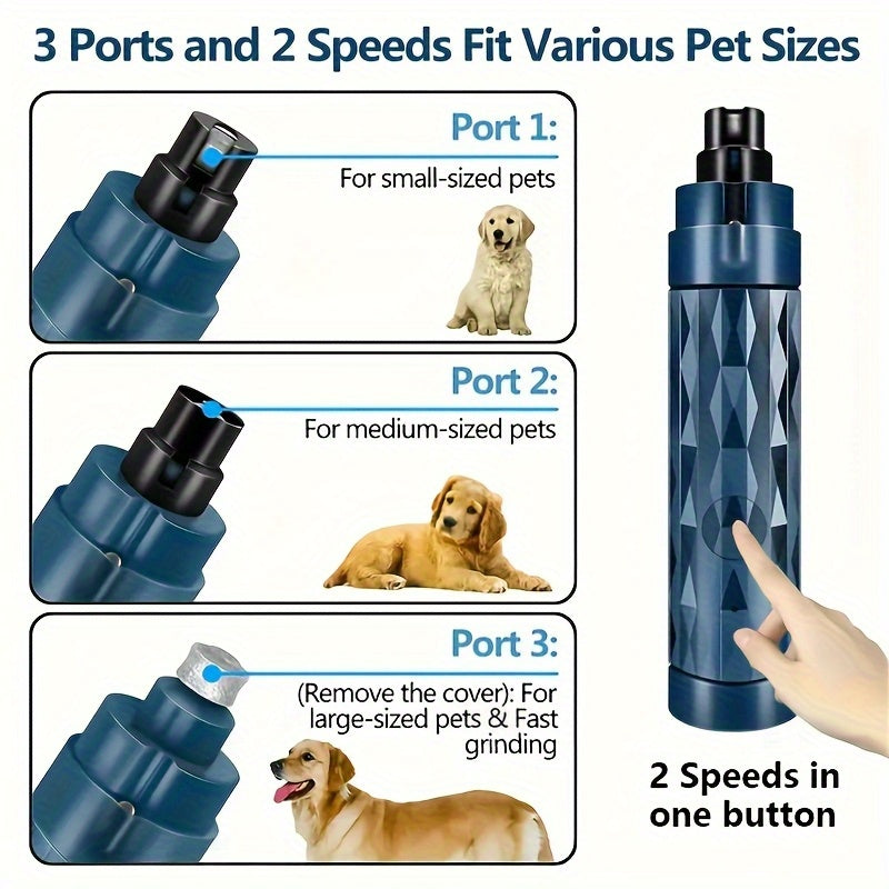 Dog Nail Grinder 2-Speed Rechargeable LED Light for Pets