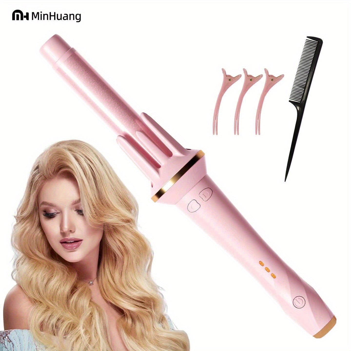 1pc-FCC! Automatic Hair Curler 28mm - Rotating Curling Iron with 3 Heat Settings, Safe Touch Cool Tip & 110V US Plug, Burn Protection for Beginners, Salon Results at Home