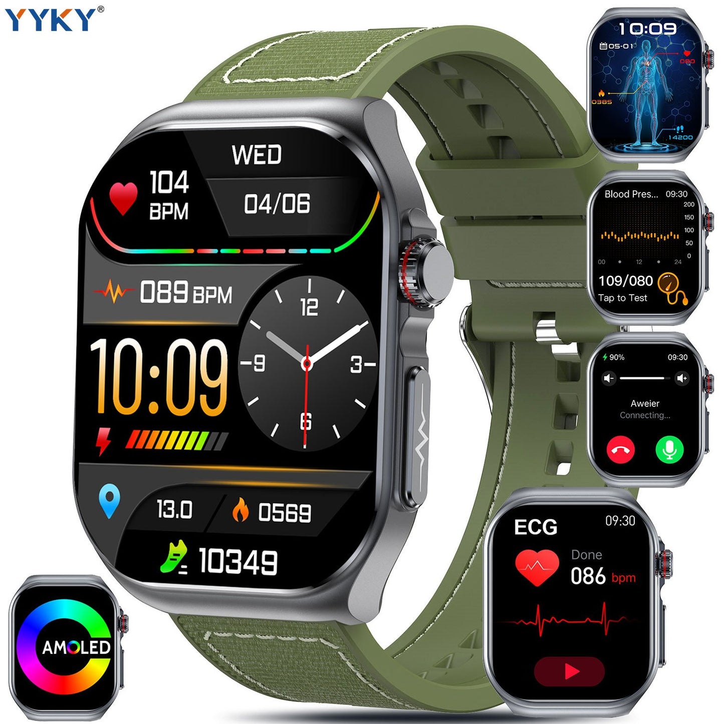 Smartwatch YYKY AMOLED Display, 530mAh Battery, NFC, Multi-Sport
