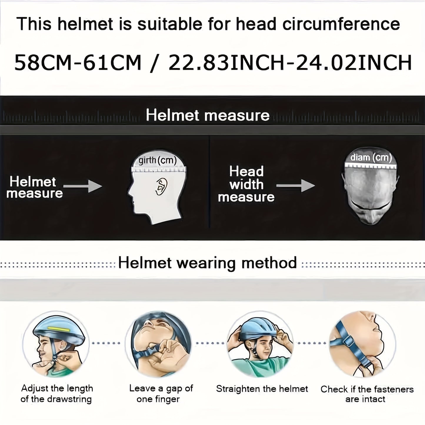 Bike Helmet Men Ultralight Ventilate Adjustable PC Material Fits Head Bicycle Helmet Circumference 22.83-24.02inch Road Cycling Helmet