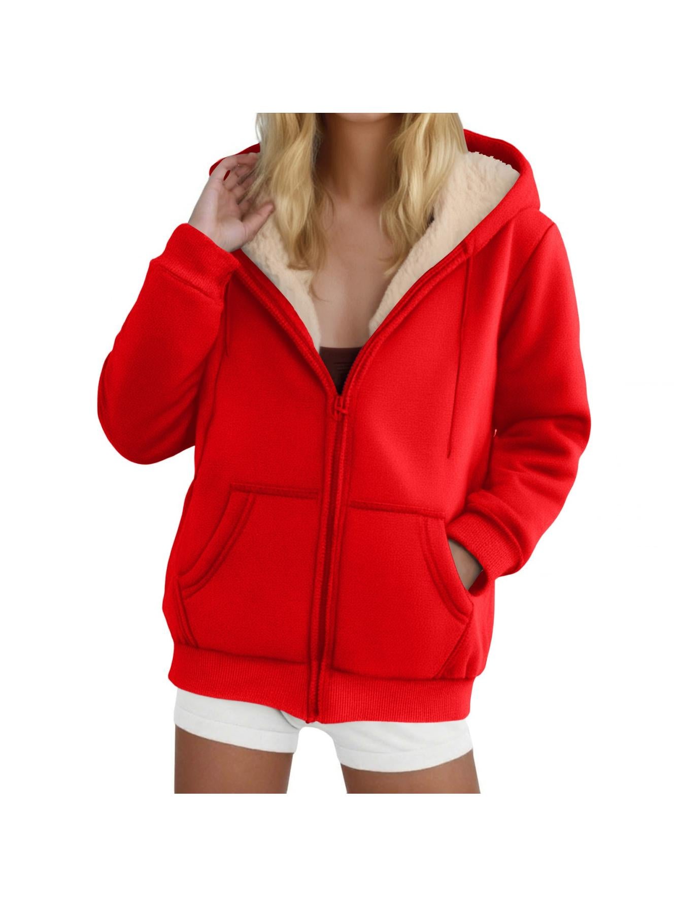 JASKFLY Women's Lined Full-Zip Fleece Jacket Hooded