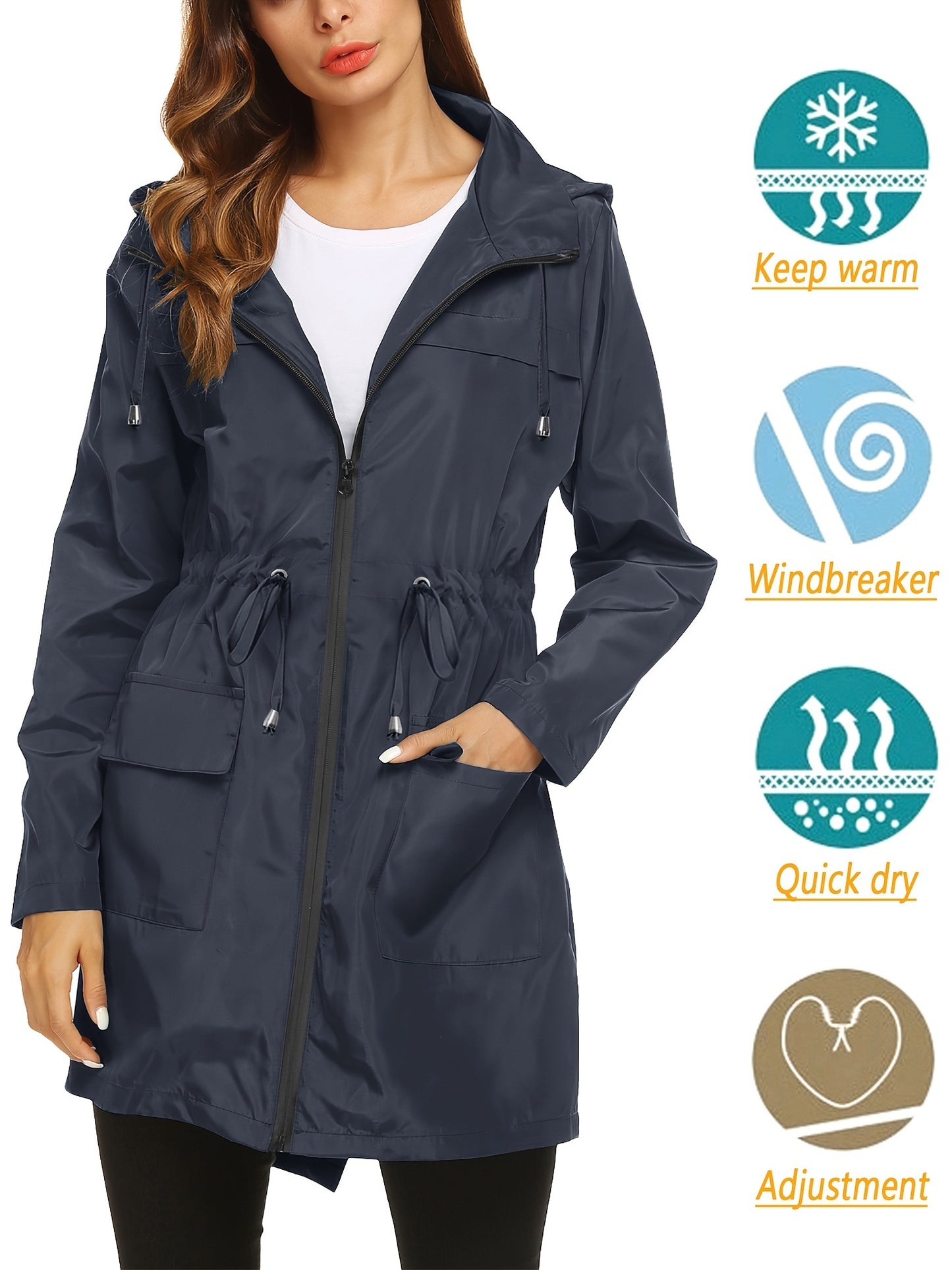 KTILG Raincoat Waterproof Lightweight Hooded Outerwear